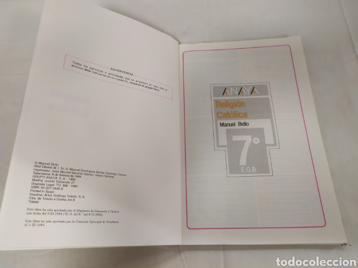 Libros de segunda mano: Religi&oacute;n cat&oacute;lica 7 EGB de Anaya - Foto 3