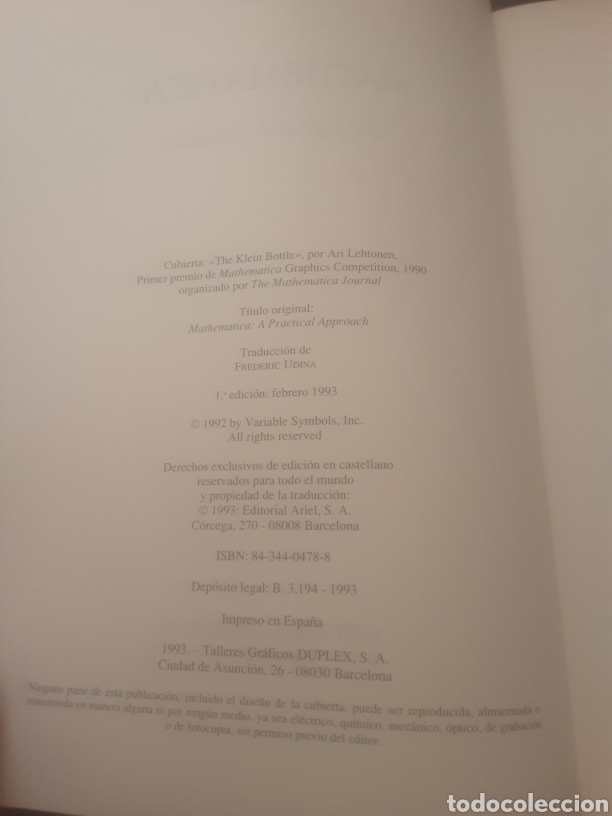Libros de segunda mano: Mathematica. Un enfoque pr&aacute;ctico. -Nancy Blanchman- - Foto 4