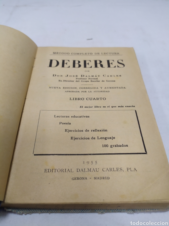 Libros de segunda mano: Deberes, libro cuarto, editorial Dalmau Carles, 1955 - Foto 3