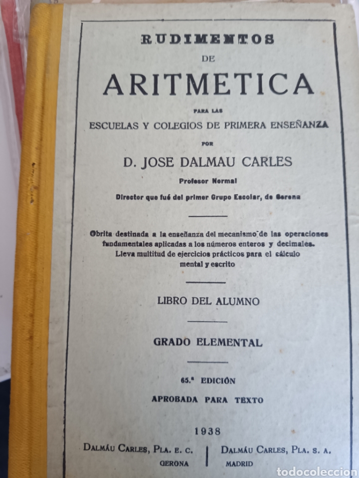 Libros de segunda mano: Aritm&eacute;tica rudimentos Jos&eacute; dalmau - Foto 1