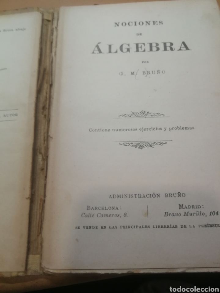 Libros de segunda mano: &rdquo;Nociones de algebra&rdquo;, Ediciones Bru&ntilde;o, libro texto, d&eacute;cada 1920-1930 - Foto 2