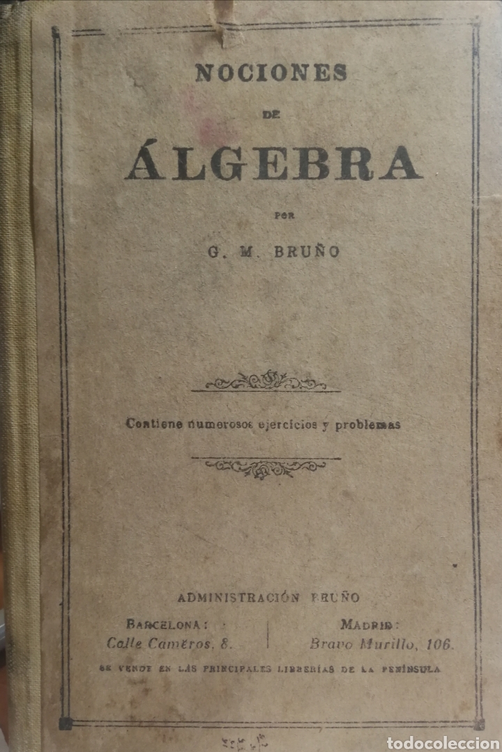 Libros de segunda mano: &rdquo;Nociones de algebra&rdquo;, Ediciones Bru&ntilde;o, libro texto, d&eacute;cada 1920-1930 - Foto 1