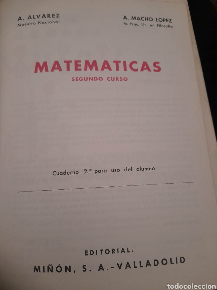 Libros de segunda mano: Matem&aacute;ticas 1 y 2 de &Aacute;lvarez de 1966 - Foto 4