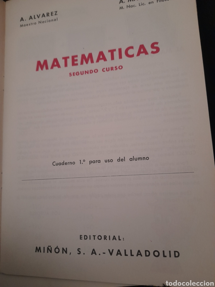 Libros de segunda mano: Matem&aacute;ticas 1 y 2 de &Aacute;lvarez de 1966 - Foto 7