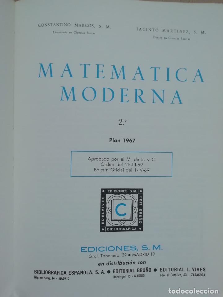 Libros de segunda mano: ANTIGUO LIBRO ESCOLAR MATEMATICA MODERNA 2 - EDICIONES S.M. - 1967 - Foto 2