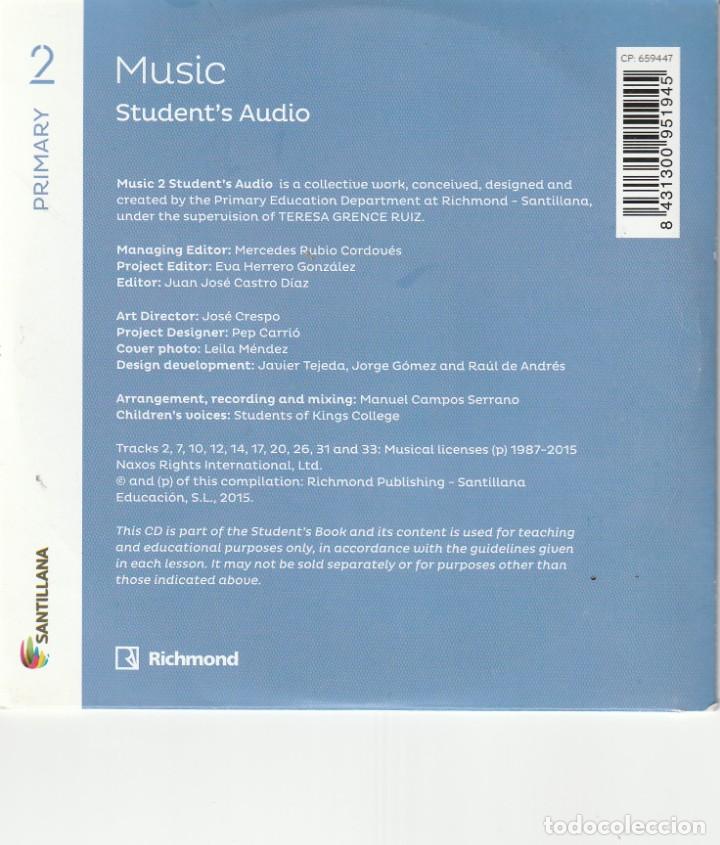 Libros de segunda mano: Complemento al libro de texto CD de Musica 2&ordm; PRIMARIA - Editorial Santillana - Foto 2