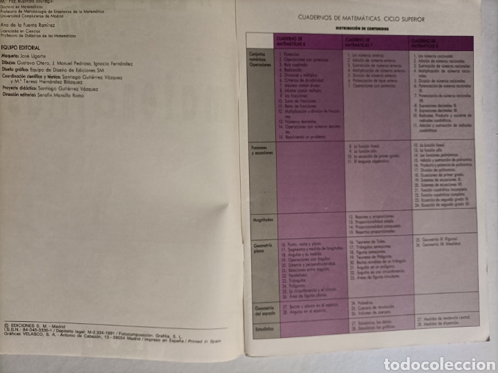 Libros de segunda mano: Cuaderno de trabajo. Matem&aacute;ticas 8 EGB . Ediciones SM 1991 - Foto 4