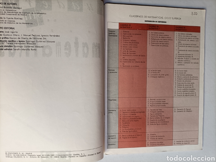Libros de segunda mano: Cuaderno de trabajo. Matem&aacute;ticas 7 EGB . Ediciones SM 1991 - Foto 6