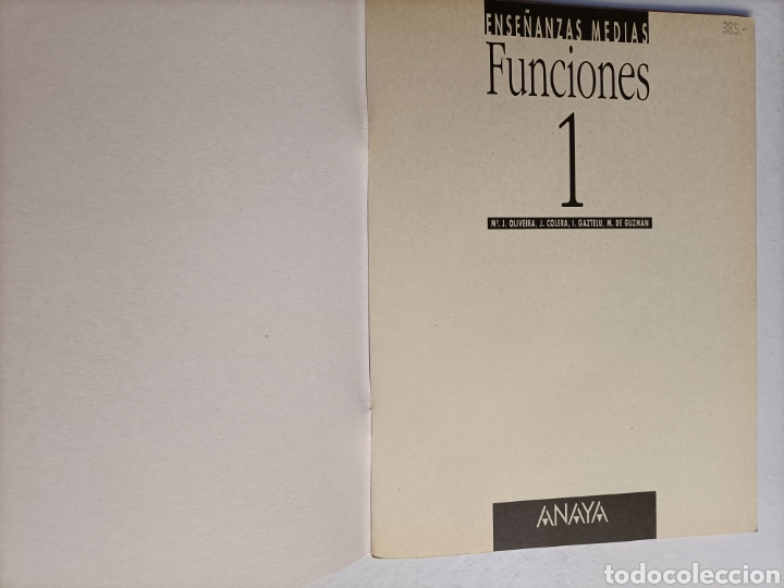 Libros de segunda mano: Ense&ntilde;anzas medias. Funciones 1 . Anaya 1994 - Foto 3