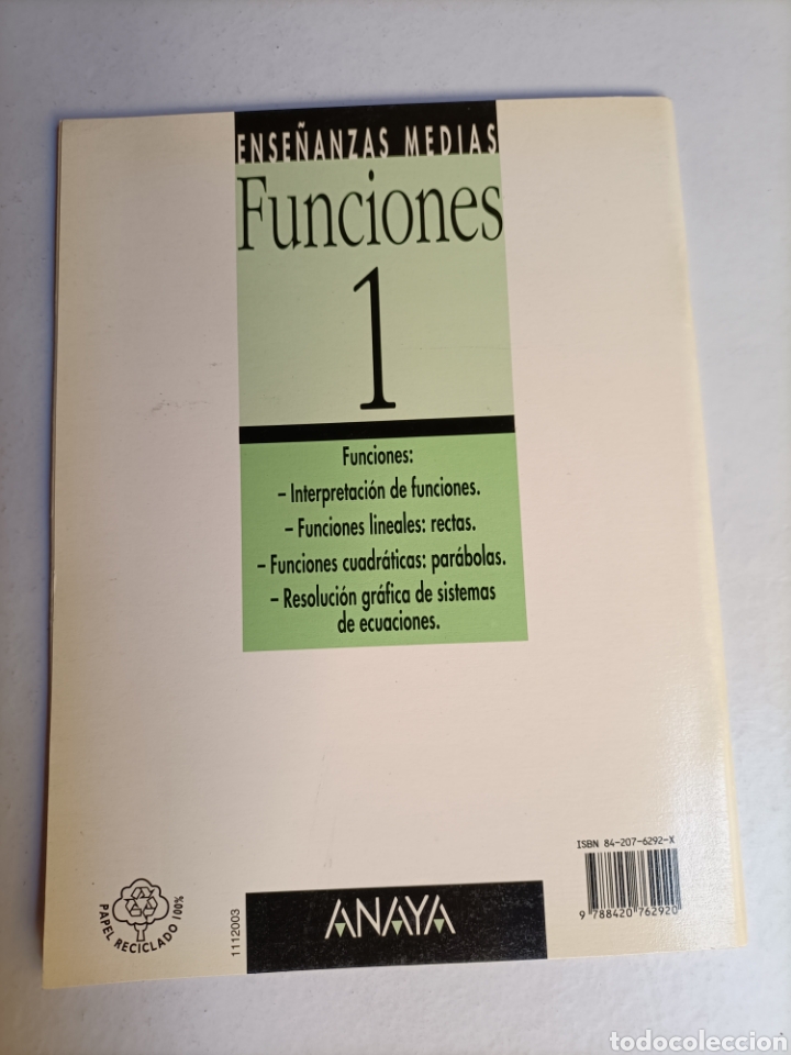 Libros de segunda mano: Ense&ntilde;anzas medias. Funciones 1 . Anaya 1994 - Foto 4