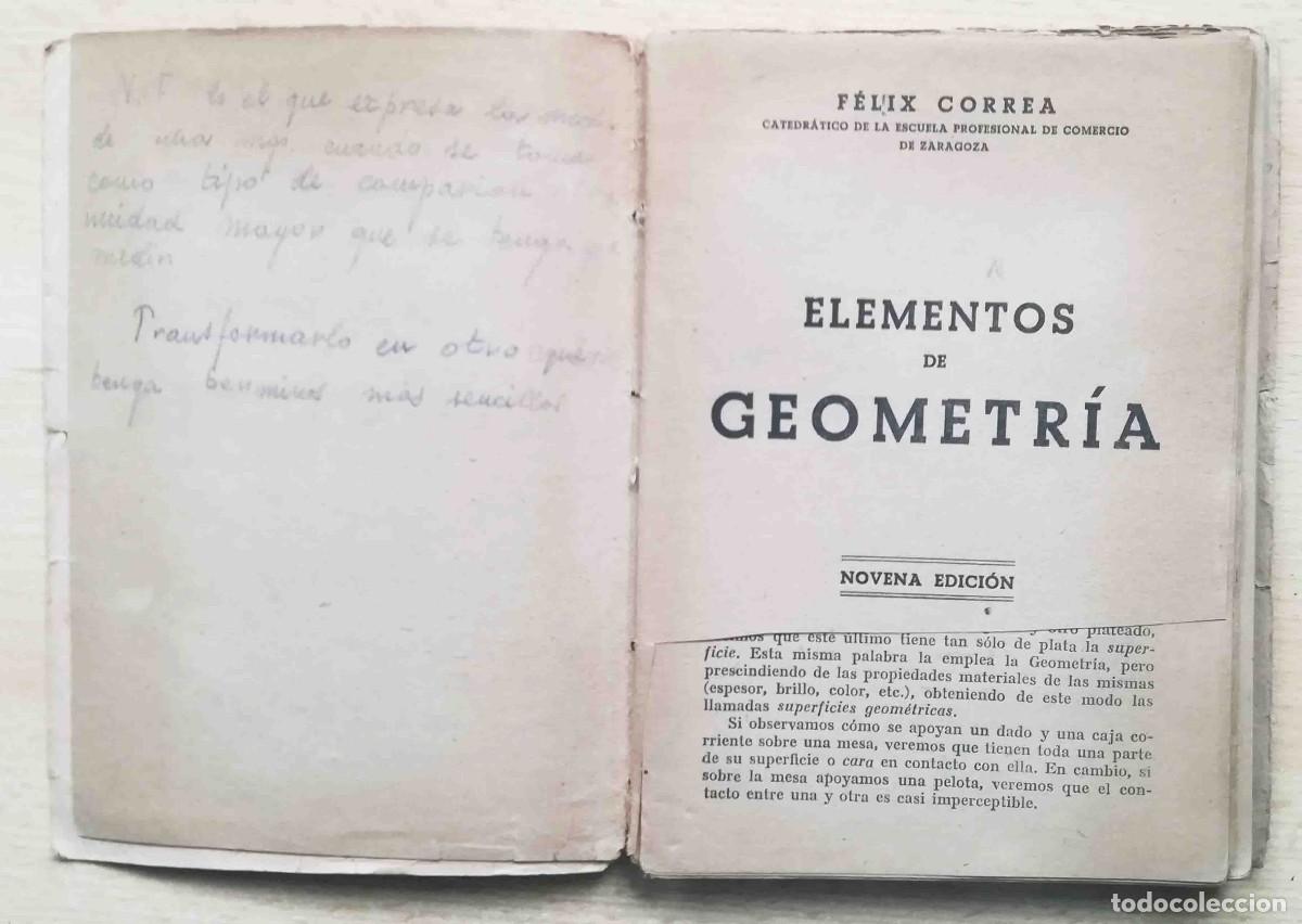 Libros de segunda mano: Elementos de geometr&iacute;a (F&eacute;lix Correa) 1947 - Foto 2