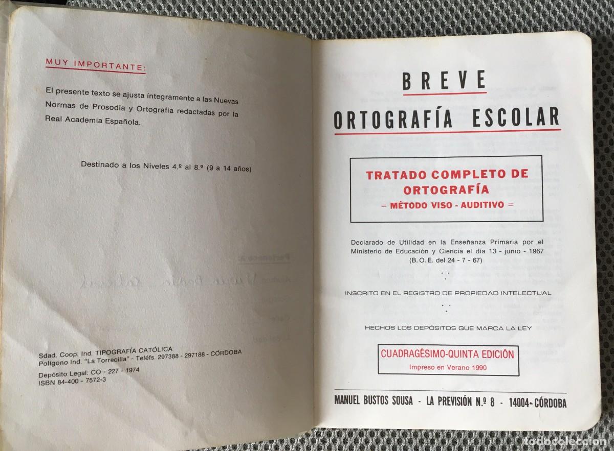 Libros de segunda mano: Breve ortograf&iacute;a escolar. EGB. Manuel Bustos Sousa. 1990 - Foto 2