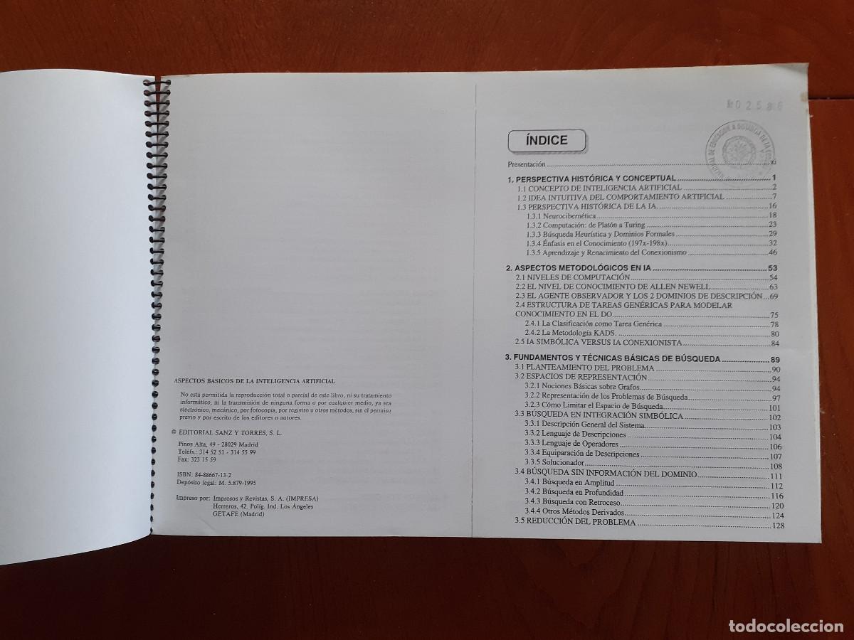 Libros de segunda mano: ASPECTOS BASICOS DE LA INTELIGENCIA ARTIFICIAL - UNED (fotocopiado) - estudio - Foto 2