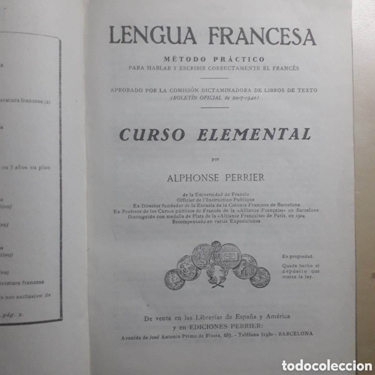 Libros de segunda mano: A.Perrier. Lengua francesa. Curso elemental, BCN, 1940 - Foto 2