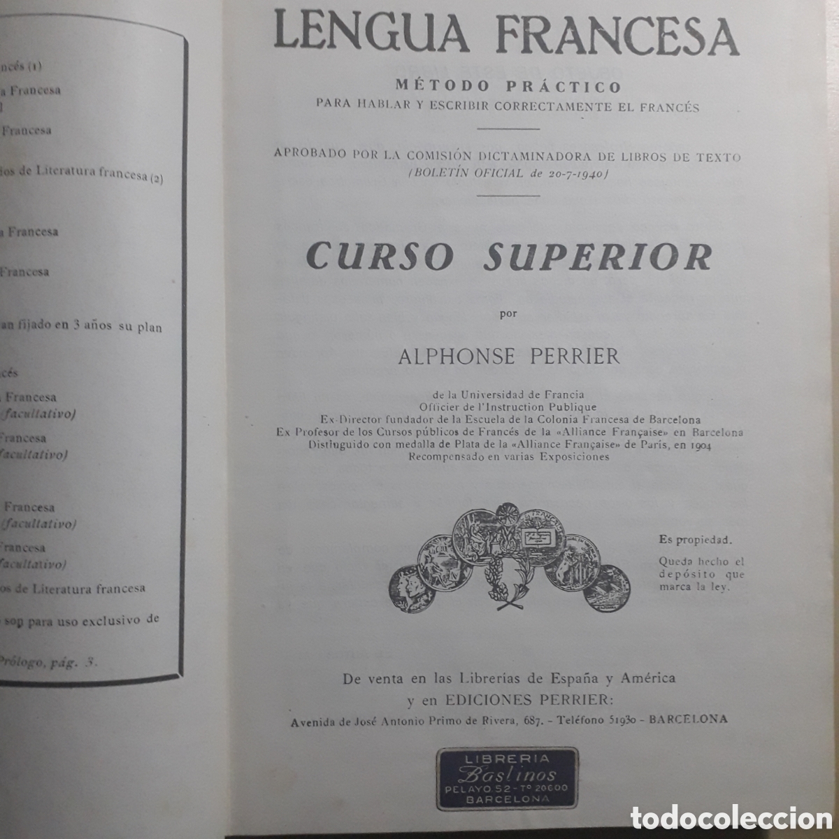 Libros de segunda mano: A.Perrier. Lengua francesa. Curso superior, BCN, 1940 - Foto 2