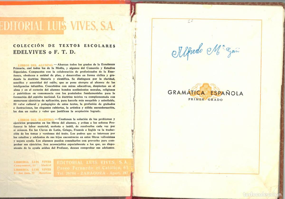 Libros de segunda mano: Gram&aacute;tica Espa&ntilde;ola Primer Grado | Luis Vives S.A., 1958 - Foto 3