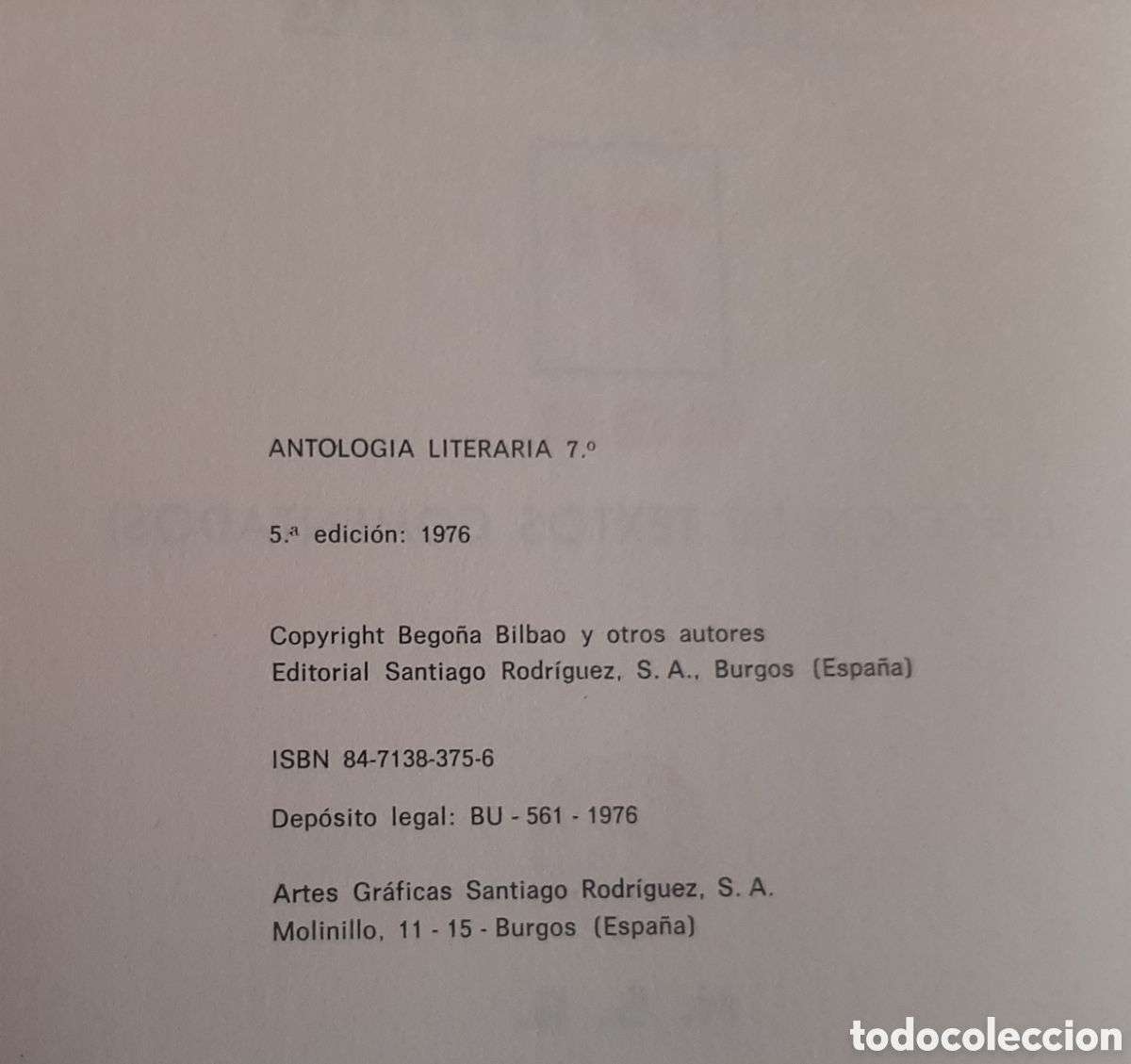 Libros de segunda mano: 7&deg; EGB ANTOLOG&Iacute;A LITERARIA 7 1976 - Foto 5