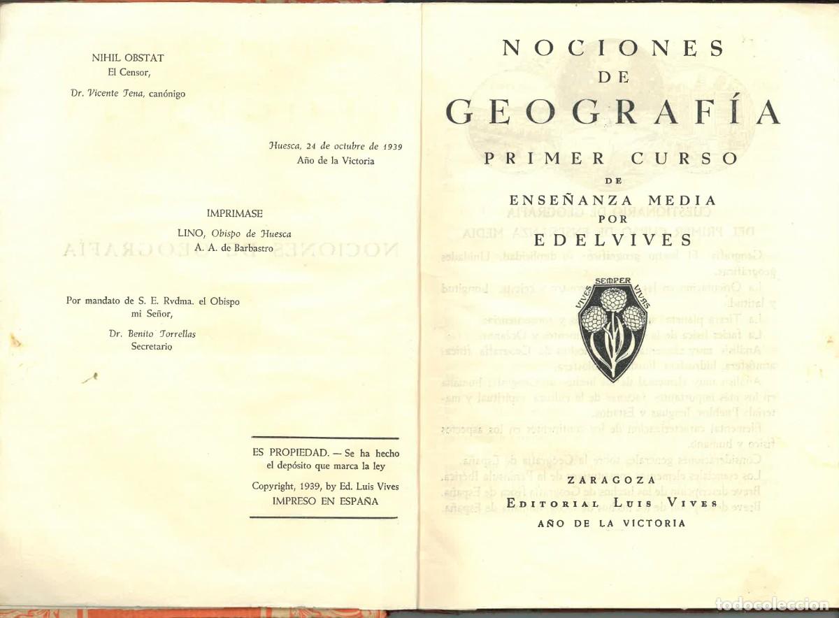 Libros de segunda mano: Geograf&iacute;a (Primer Curso) | Edelvives, 1939 - Foto 4