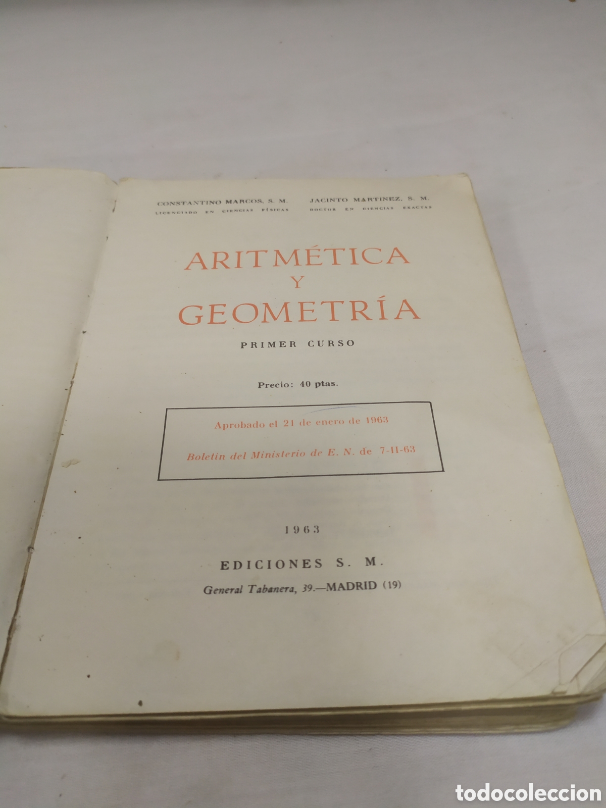 Libros de segunda mano: Aritm&eacute;tica y geometr&iacute;a, primer curso. Ediciones SM, 1963 - Foto 3