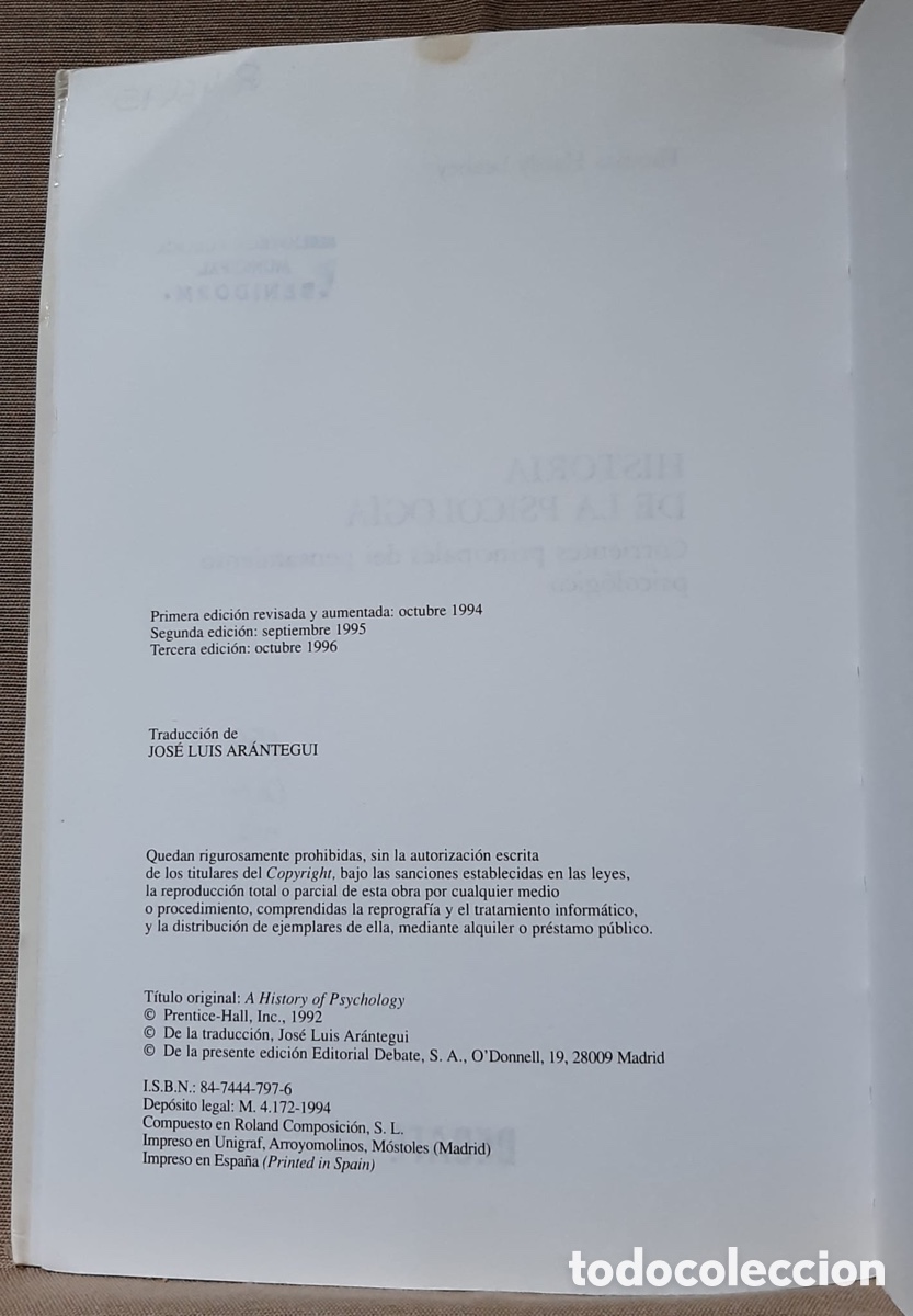 Libros de segunda mano: Historia de la psicolog&iacute;a. - Foto 3