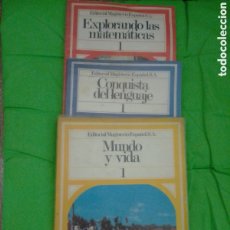 Libros de segunda mano: LIBROS DE TEXTO 1° EGB. EXPLORANDO LAS MATEMÁTICAS, CONQUISTA DEL LENGUAJE Y MUNDO Y VIDA. 1971.. Lote 388841074