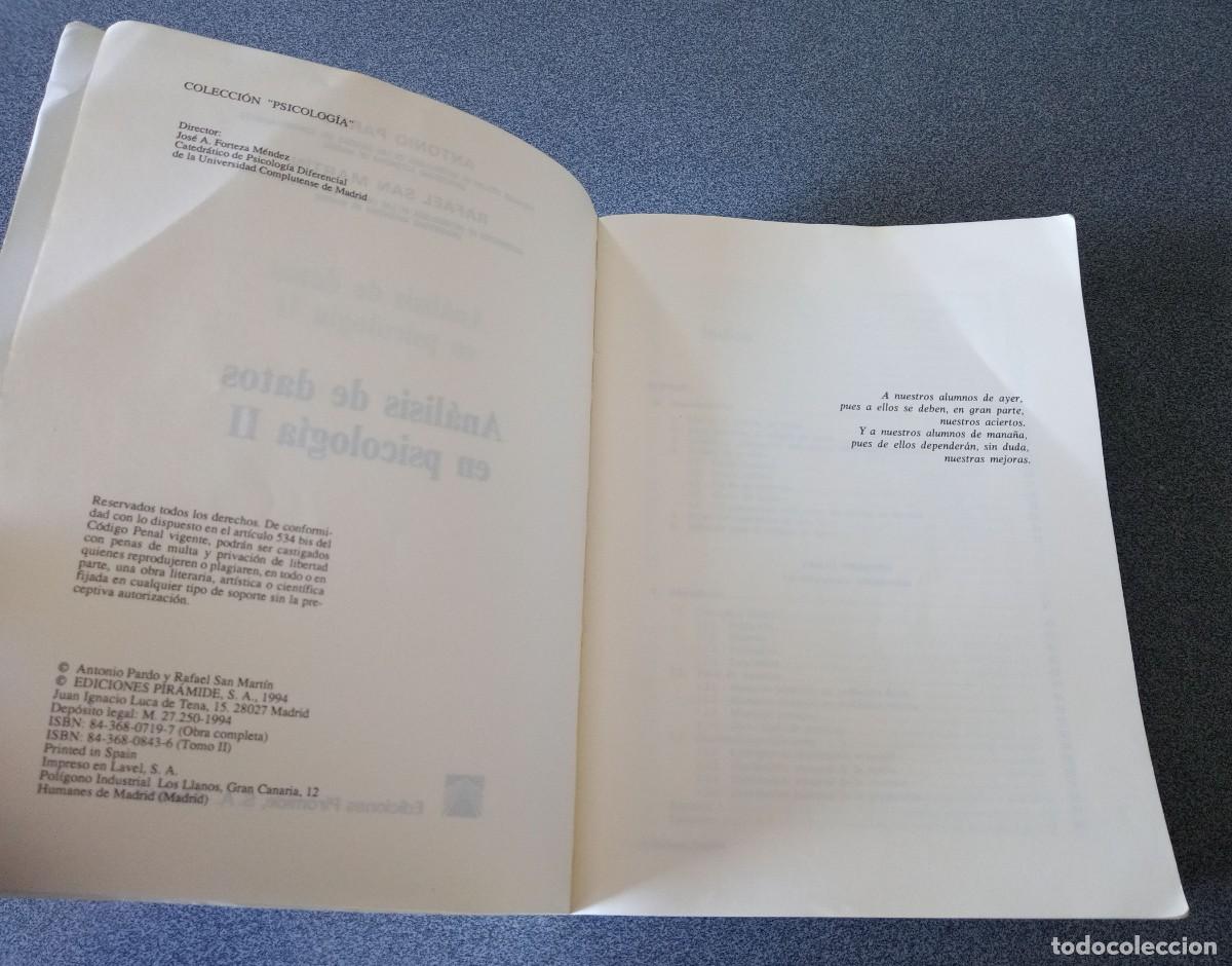 Libros de segunda mano: Lote libros An&aacute;lisis De Datos En Psicolog&iacute;a - Foto 13
