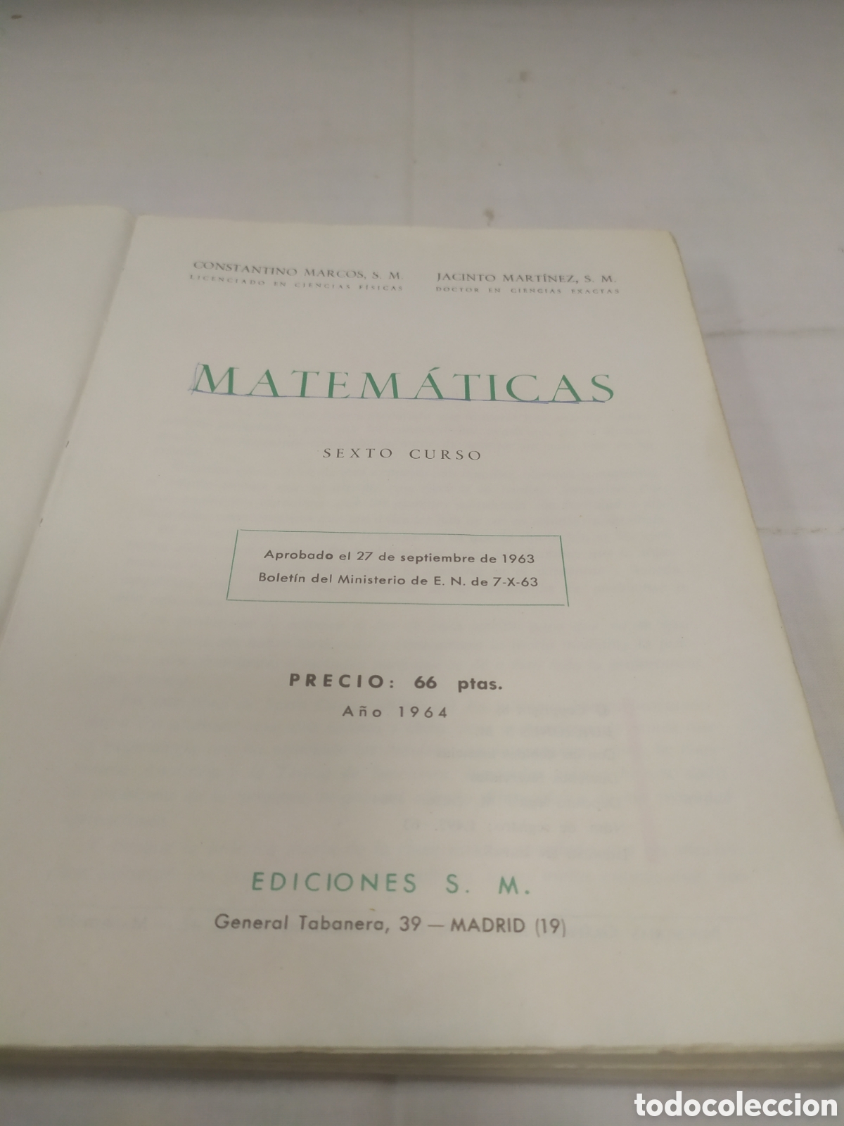 Libros de segunda mano: Matem&aacute;ticas sexto curso. Ediciones SM, 1964 KKB - Foto 3