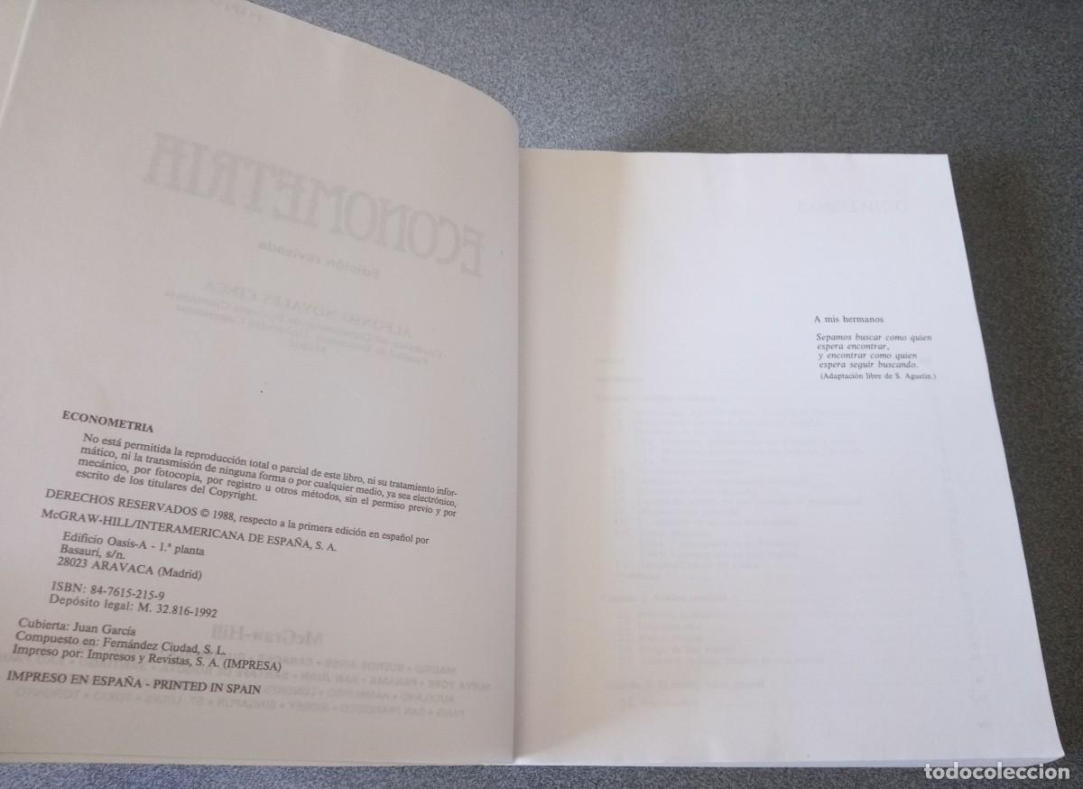 Libros de segunda mano: Econometr&iacute;a Alfonso Novales Cinca - Foto 5