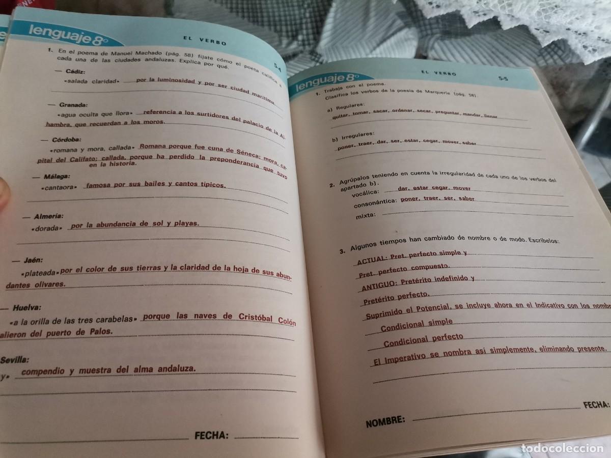 Libros de segunda mano: SOLUCIONARIO DE FICHAS PARA LENGUAJE 8&deg; E.G.B EDICIONES S. M. - Foto 2
