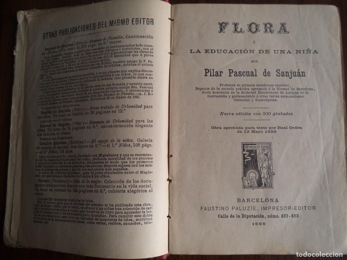 Libros de segunda mano: Libro texto escuela Flora o la educaci&oacute;n de una ni&ntilde;a. - Foto 3