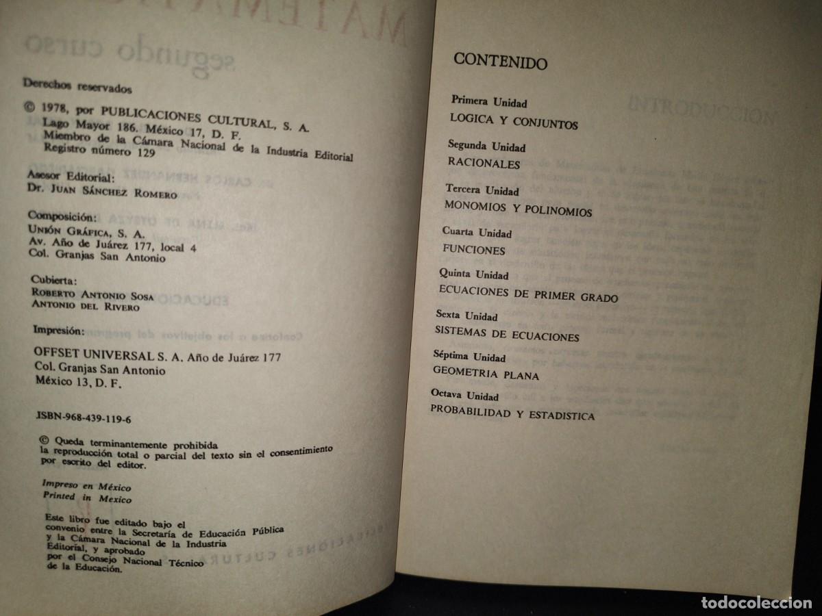 Libros de segunda mano: 28- MATEM&Aacute;TICAS 2 - C. BOSCH, C. HERN&Aacute;NDEZ, E. DE OTEYZA - Foto 3