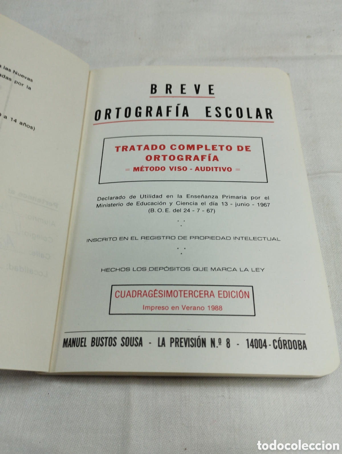 Libros de segunda mano: Breve ortograf&iacute;a escolar. Manuel Bustos, 1974 KKB - Foto 3