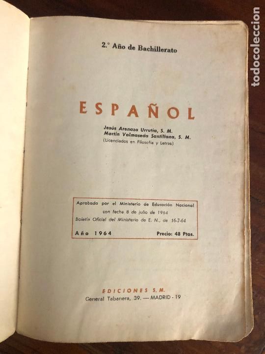 Libros de segunda mano: ESPA&Ntilde;OL 2&ordm; A&Ntilde;O DE BACHILLERATO - SM 1964 - Foto 3