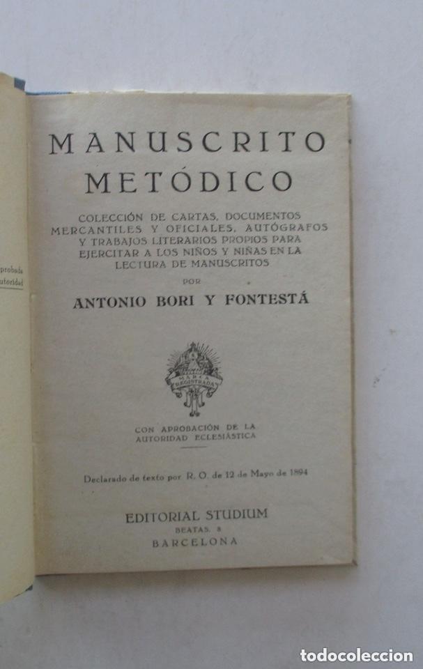 Libros de segunda mano: MANUSCRITO METODICO - A. BORI Y FONTESTA - Foto 2