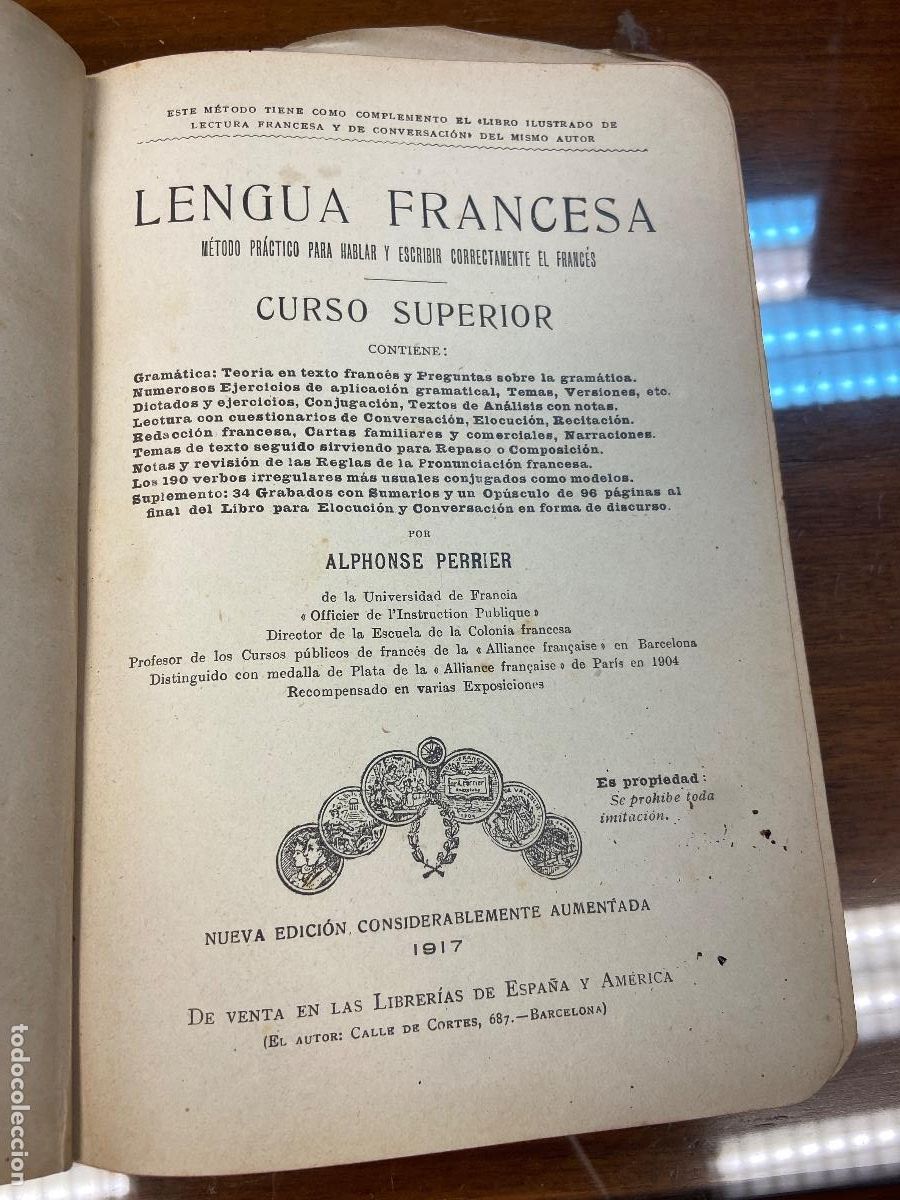 Libros de segunda mano: LENGUA FRANCESA - ALPHONSE PERRIER - CURSO SUPERIOR - 1917 - Foto 1