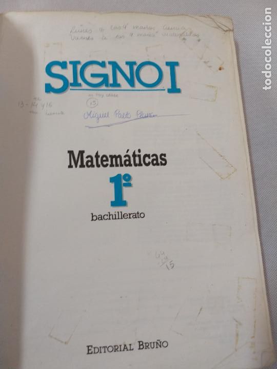 Libros de segunda mano: M69 Libro de Matem&aacute;ticas. Signo I. 1&ordm; BUP. Bru&ntilde;o. - Foto 3