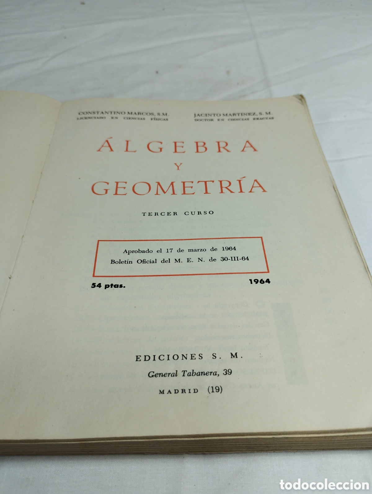 Libros de segunda mano: &Aacute;lgebra y geometr&iacute;a, tercer curso. Ediciones SM, 1964 KKB - Foto 3