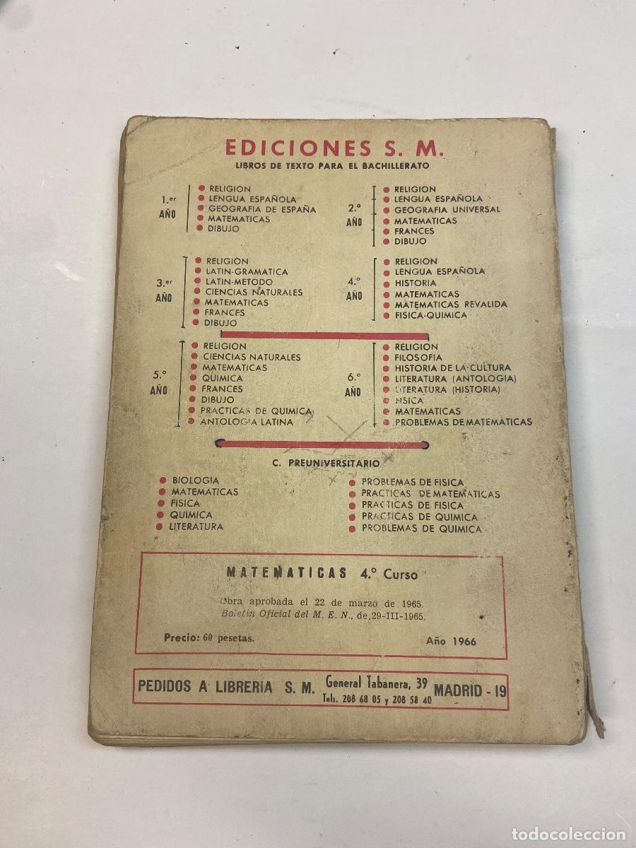 Libros de segunda mano: MATEM&Aacute;TICAS, C. MARCOS Y J. MART&Iacute;NEZ 4&ordm; CURSO 1966 - Foto 7