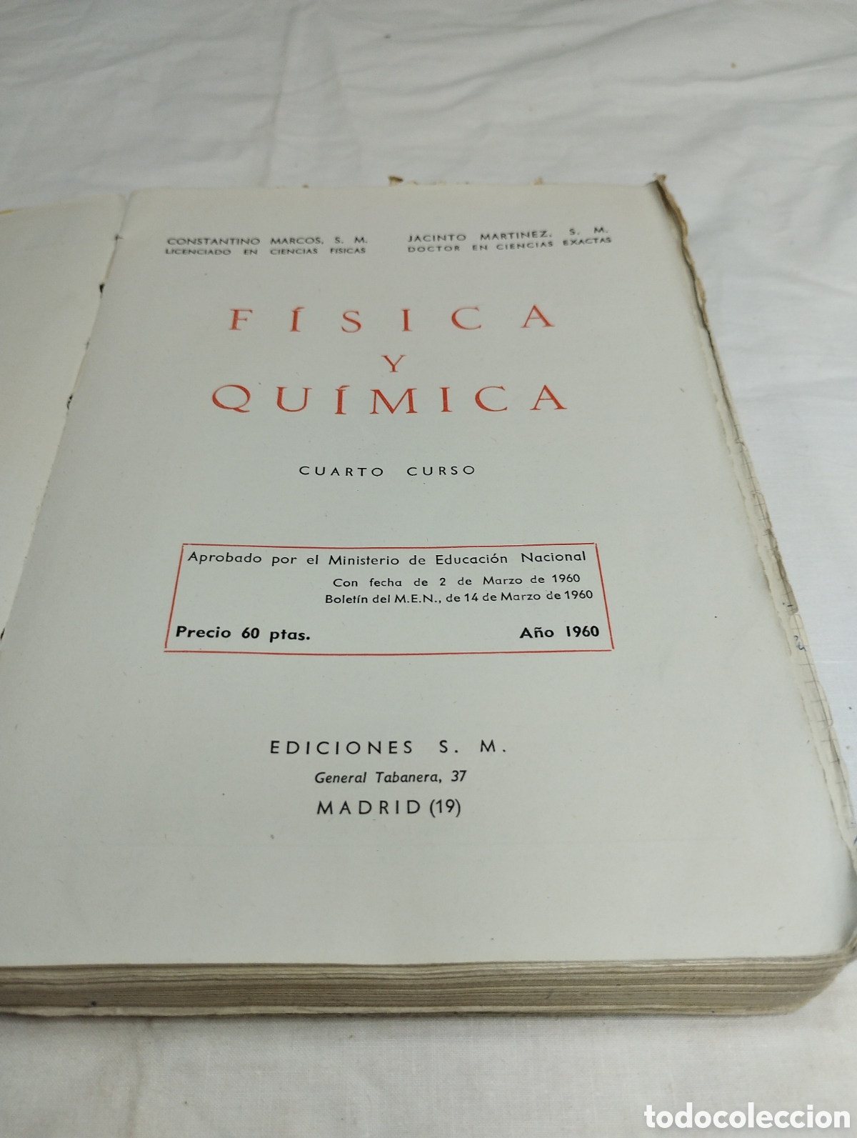 Libros de segunda mano: F&iacute;sica y qu&iacute;mica, cuarto curso. Ediciones SM, 1960 KKB - Foto 3