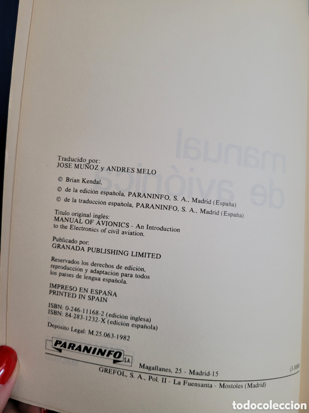 Libros de segunda mano: MANUAL DE AVIONICA # BRIAN KENDAL # PARANINFO 1982 - Foto 2