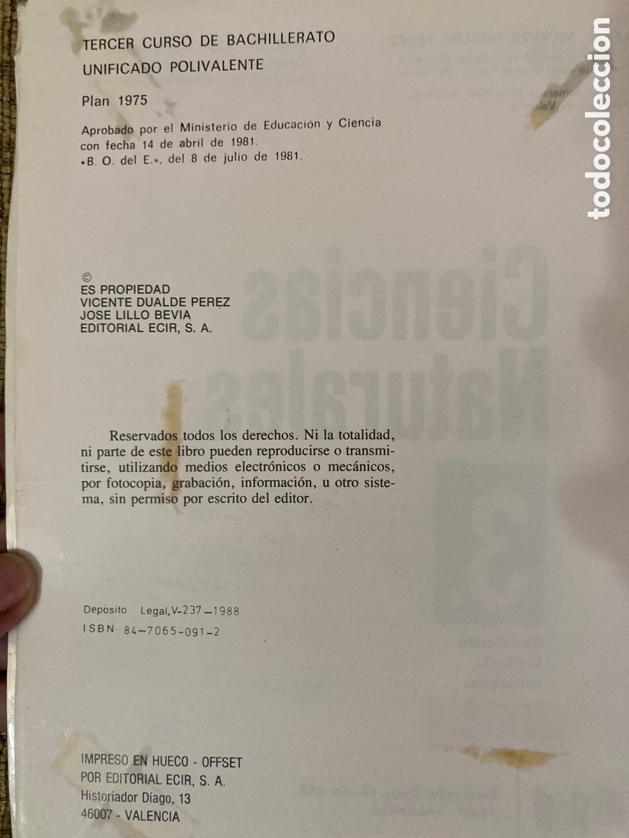 Libros de segunda mano: Ciencias naturales 3 BUP ECIR 1988 - Foto 2