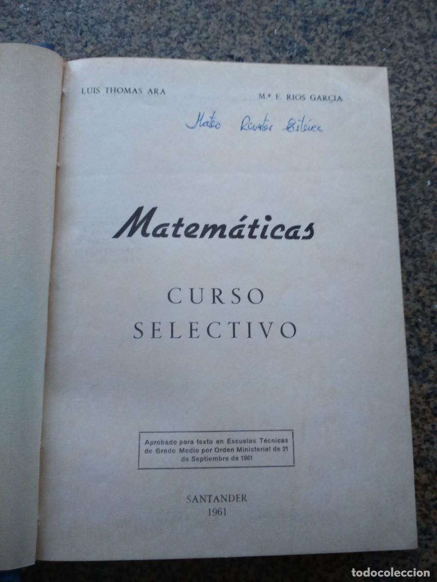 Libros de segunda mano: MATEMATICAS -- CURSO SELECTIVO -- SANTANDER 1961 -- - Foto 1