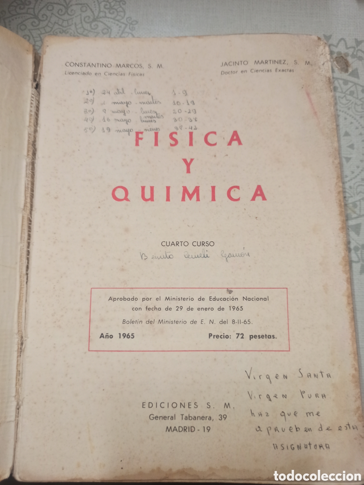 Libros de segunda mano: FISICA Y QU&Iacute;MICA, CUARTO CURSO. A&Ntilde;O 1965 - Foto 2