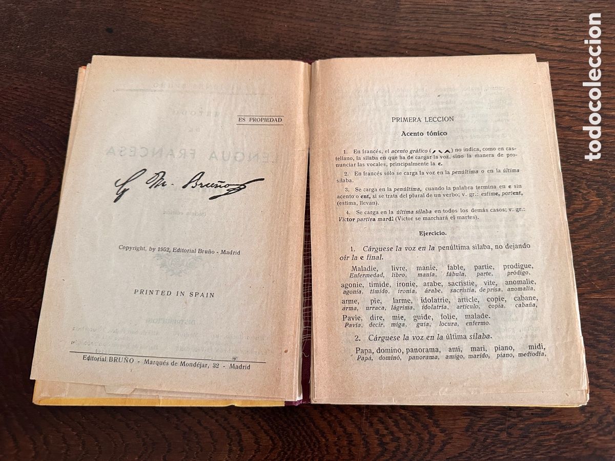 Libros de segunda mano: LENGUA FRANCESA PRIMER CURSO 1952 EDICIONES BRU&Ntilde;O - Foto 3