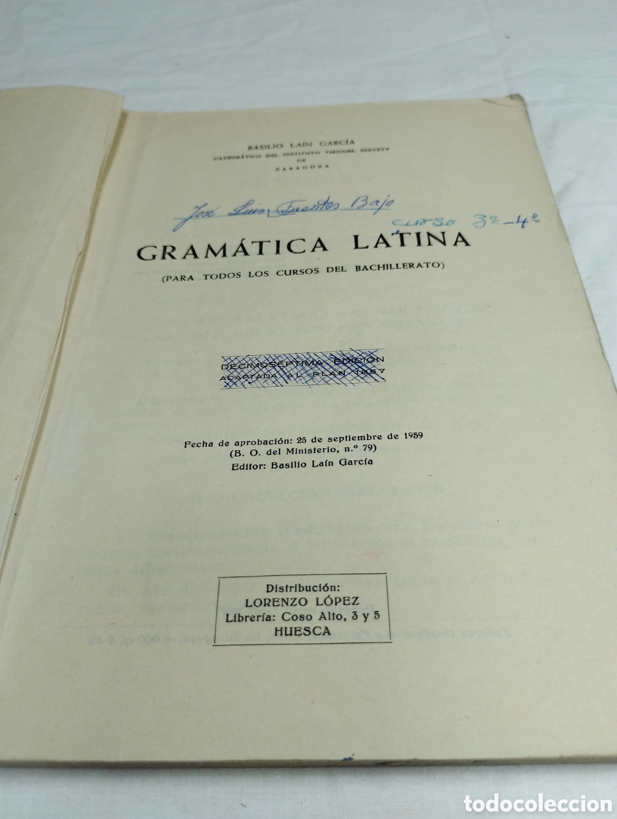 Libros de segunda mano: Gram&aacute;tica latina. Basilio Lain, 1959 KKB - Foto 3
