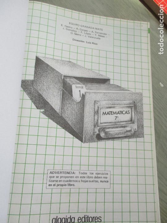 Libros de segunda mano: MATEM&Aacute;TICAS, 7&ordm;. EGB-EQUIPO GRANADA MATS-ALGAIDA-1985 - Foto 2