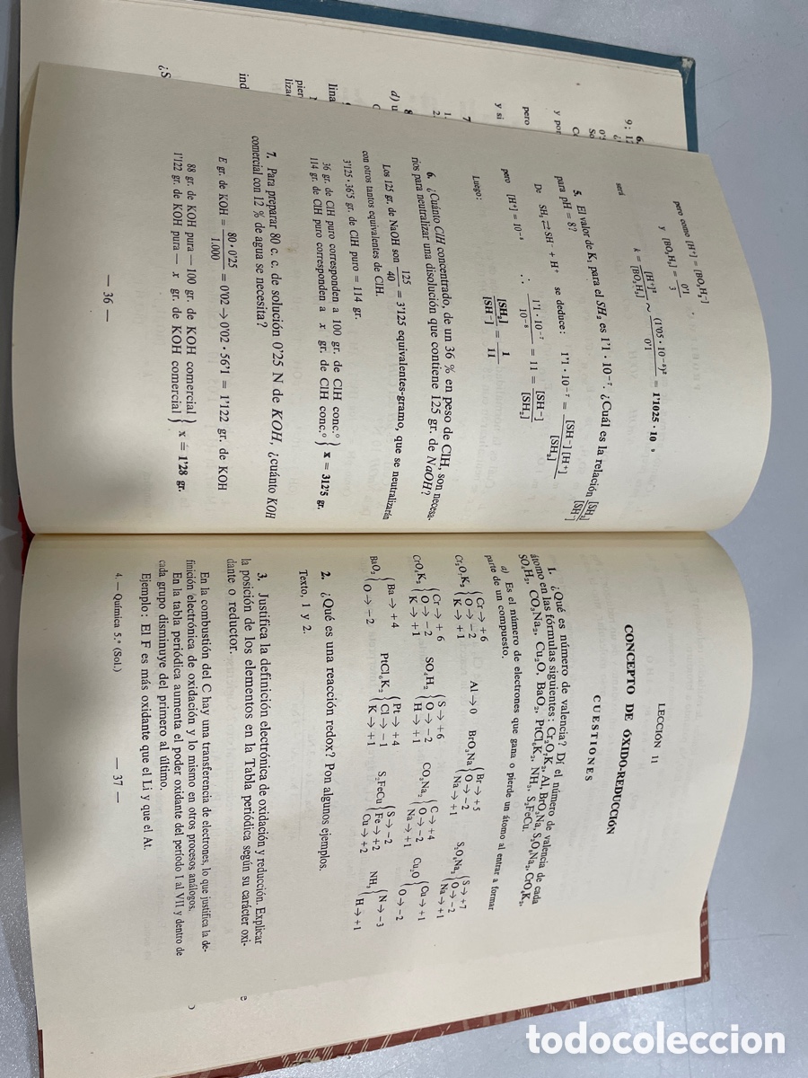 Libros de segunda mano: Qu&iacute;mica 5&ordm; curso. Clave de los ejercicios. Edelvives 1962 - Foto 3