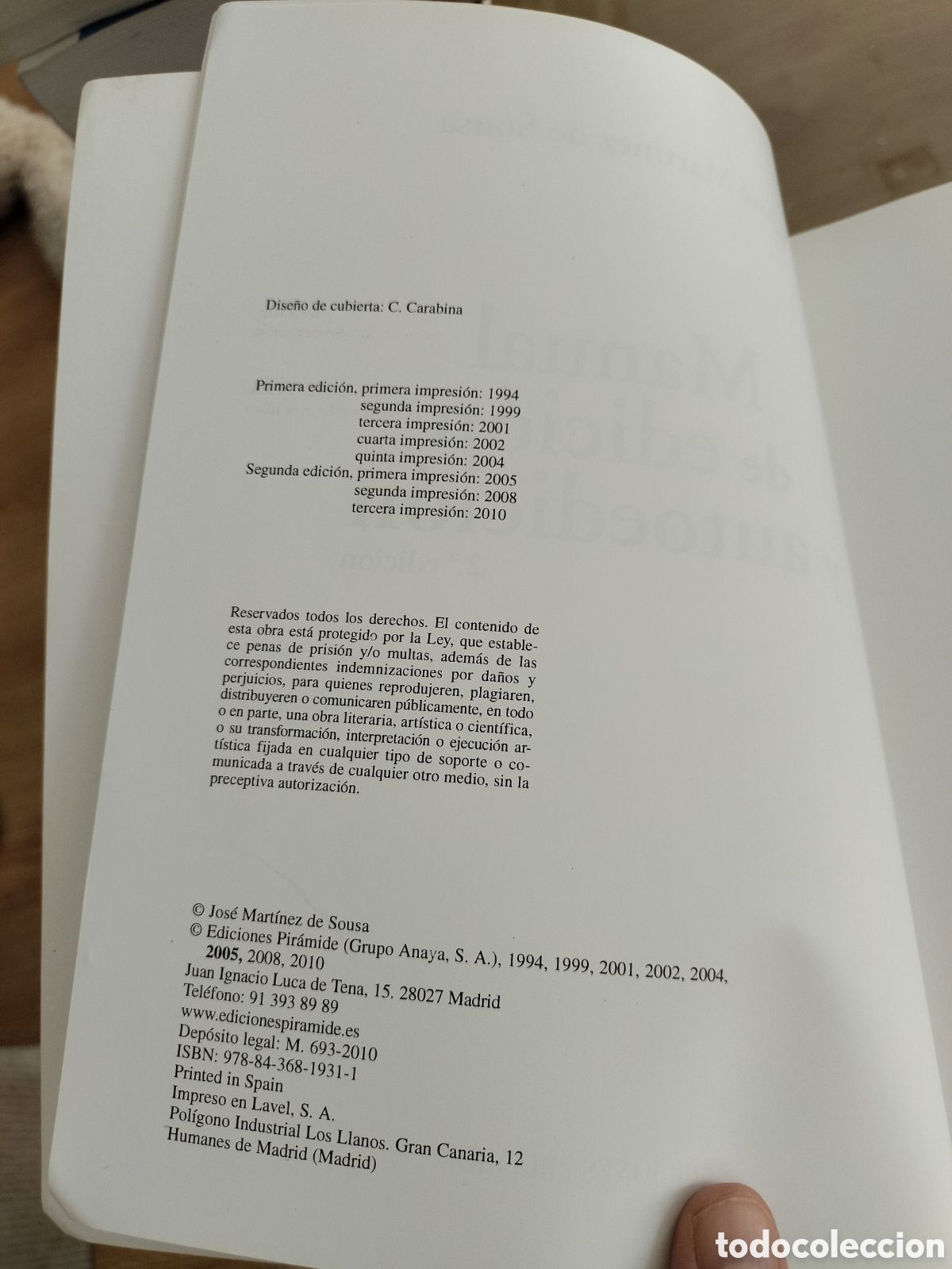 Libros de segunda mano: 3.5 manual de edici&oacute;n y autoedici&oacute;n. Jos&eacute; Mart&iacute;nez de Sousa. Pir&aacute;mide - Foto 2