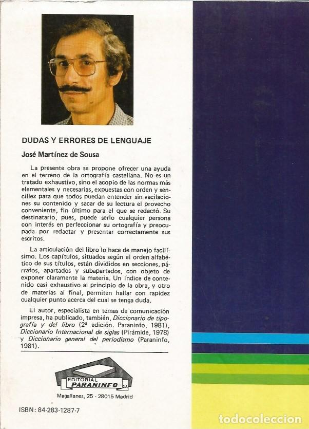 Libros de segunda mano: DUDAS Y ERRORES DE LENGUAJE - J. MARTINEZ DE SOUSA - Foto 3