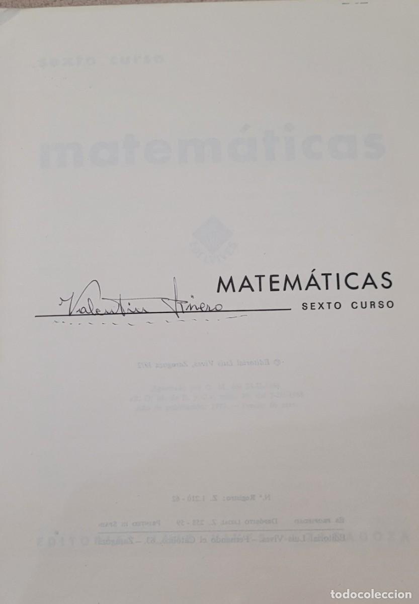 Libros de segunda mano: libro Matem&aacute;ticas sexto curso 1968 Edelvives - Foto 2